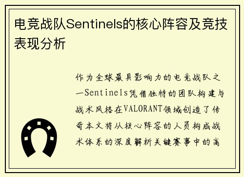 电竞战队Sentinels的核心阵容及竞技表现分析
